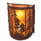 Meyda Lighting Tall Pines 12" 2-Light Rust Wall Sconce With Amber Mica Shade Glass