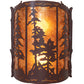 Meyda Lighting Tall Pines 12" 2-Light Rust Wall Sconce With Amber Mica Shade Glass