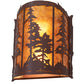 Meyda Lighting Tall Pines 12" 2-Light Rust Wall Sconce With Amber Mica Shade Glass