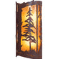 Meyda Lighting Tall Pines 12" 2-Light Rust Wall Sconce With Amber Mica Shade Glass