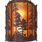 Meyda Lighting Tall Pines 12" 2-Light Rust Wall Sconce With Amber Mica Shade Glass