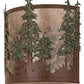 Meyda Lighting Tall Pines 12" 2-Light Rust Wall Sconce With Silver Mica Shade Glass