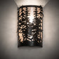Meyda Lighting Tall Pines 12" 2-Light Textured Black Wall Sconce With Silver Mica Shade Glass