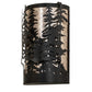 Meyda Lighting Tall Pines 12" 2-Light Textured Black Wall Sconce With Silver Mica Shade Glass