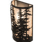 Meyda Lighting Tall Pines 12" 2-Light Textured Black Wall Sconce With Silver Mica Shade Glass