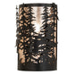 Meyda Lighting Tall Pines 12" 2-Light Textured Black Wall Sconce With Silver Mica Shade Glass