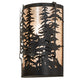 Meyda Lighting Tall Pines 12" 2-Light Textured Black Wall Sconce With Silver Mica Shade Glass