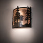 Meyda Lighting Tall Pines 12" 2-Light Timeless Bronze Wall Sconce With Silver Mica Shade Glass