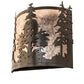 Meyda Lighting Tall Pines 12" 2-Light Timeless Bronze Wall Sconce With Silver Mica Shade Glass