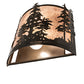 Meyda Lighting Tall Pines 12" 2-Light Timeless Bronze Wall Sconce With Silver Mica Shade Glass