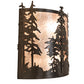 Meyda Lighting Tall Pines 12" 2-Light Timeless Bronze Wall Sconce With Silver Mica Shade Glass