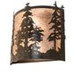 Meyda Lighting Tall Pines 12" 2-Light Timeless Bronze Wall Sconce With Silver Mica Shade Glass