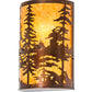 Meyda Lighting Tall Pines 12" 2-Light Vintage Copper Wall Sconce With Amber Mica Shade Glass