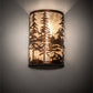 Meyda Lighting Tall Pines 12" 2-Light Vintage Copper Wall Sconce With Silver Mica Shade Glass