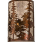 Meyda Lighting Tall Pines 12" 2-Light Vintage Copper Wall Sconce With Silver Mica Shade Glass