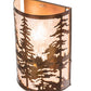 Meyda Lighting Tall Pines 12" 2-Light Vintage Copper Wall Sconce With Silver Mica Shade Glass