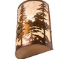 Meyda Lighting Tall Pines 12" 2-Light Vintage Copper Wall Sconce With Silver Mica Shade Glass