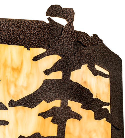 Meyda Lighting Tall Pines 12" 3-Light Copper Vein Deer Wall Sconce With Beige Travertine Idalight Shade