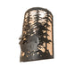 Meyda Lighting Tall Pines 12" 3-Light Textured Black Deer Wall Sconce With Silver Mica Shade Glass