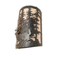 Meyda Lighting Tall Pines 12" 3-Light Textured Black Deer Wall Sconce With Silver Mica Shade Glass