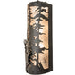 Meyda Lighting Tall Pines 12" 3-Light Textured Black Deer Wall Sconce With Silver Mica Shade Glass