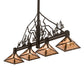 Meyda Lighting Tall Pines 12" 4-Light Textured Black Island Pendant Light With Silver Mica Shade Glass