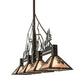 Meyda Lighting Tall Pines 12" 4-Light Textured Black Island Pendant Light With Silver Mica Shade Glass