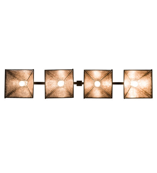Meyda Lighting Tall Pines 12" 4-Light Textured Black Island Pendant Light With Silver Mica Shade Glass