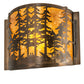 Meyda Lighting Tall Pines 12" Antique Copper Wall Sconce With Amber Mica Shade Glass