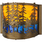 Meyda Lighting Tall Pines 12" Antique Copper Wall Sconce With Orange & Blue Green Art Shade Glass