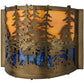 Meyda Lighting Tall Pines 12" Antique Copper Wall Sconce With Orange & Blue Green Art Shade Glass