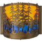 Meyda Lighting Tall Pines 12" Antique Copper Wall Sconce With Orange & Blue Green Art Shade Glass
