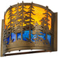 Meyda Lighting Tall Pines 12" Antique Copper Wall Sconce With Orange & Blue Green Art Shade Glass