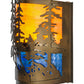 Meyda Lighting Tall Pines 12" Antique Copper Wall Sconce With Orange & Blue Green Art Shade Glass