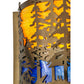 Meyda Lighting Tall Pines 12" Antique Copper Wall Sconce With Orange & Blue Green Art Shade Glass