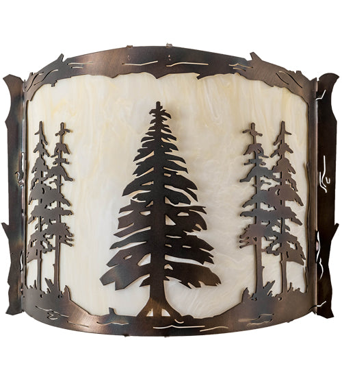 Meyda Lighting Tall Pines 12" Dark Burnished Antique Copper Wall Sconce With Creme Carrara Idalight Shade