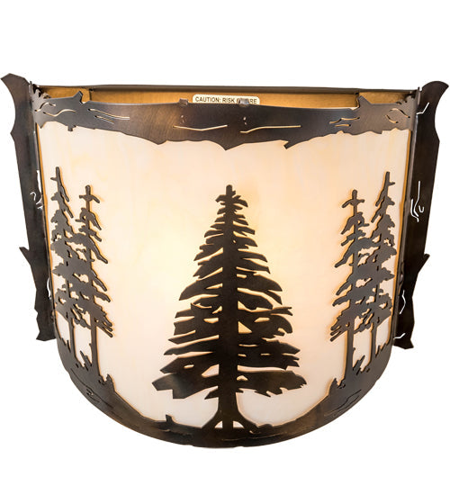 Meyda Lighting Tall Pines 12" Dark Burnished Antique Copper Wall Sconce With Creme Carrara Idalight Shade