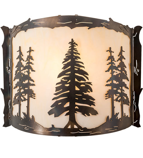 Meyda Lighting Tall Pines 12" Dark Burnished Antique Copper Wall Sconce With Creme Carrara Idalight Shade