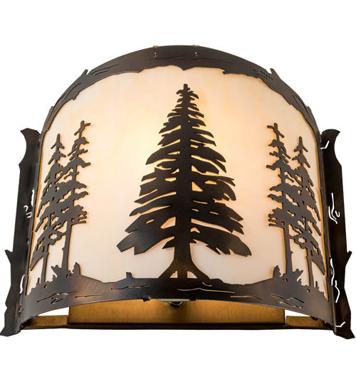 Meyda Lighting Tall Pines 12" Dark Burnished Antique Copper Wall Sconce With Creme Carrara Idalight Shade