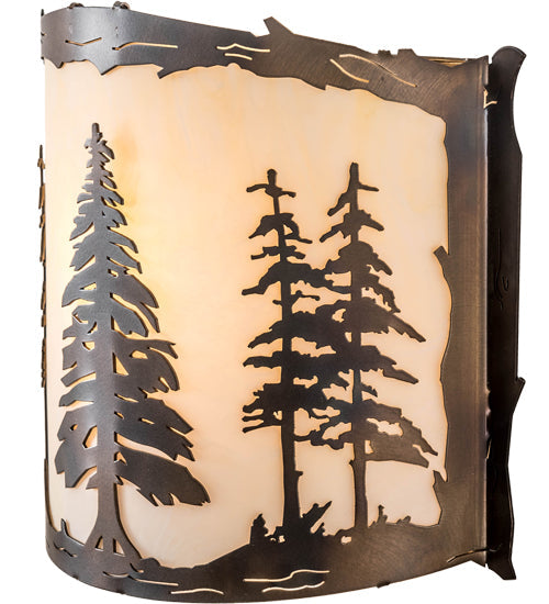 Meyda Lighting Tall Pines 12" Dark Burnished Antique Copper Wall Sconce With Creme Carrara Idalight Shade