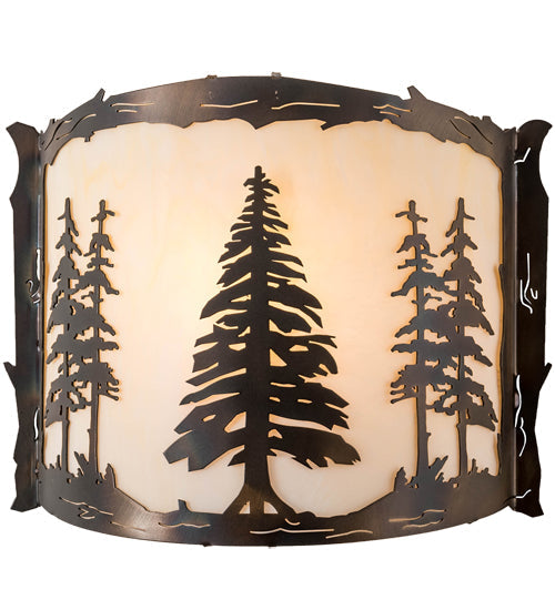 Meyda Lighting Tall Pines 12" Dark Burnished Antique Copper Wall Sconce With Creme Carrara Idalight Shade