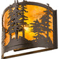 Meyda Lighting Tall Pines 12" Timeless Bronze Wall Sconce With Amber Mica Shade Glass