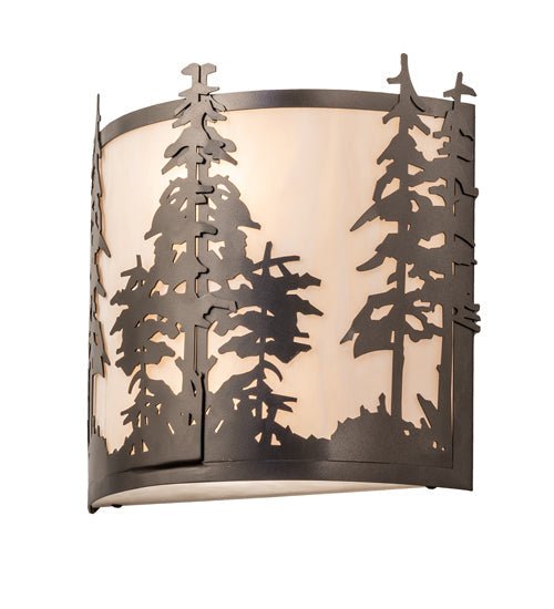 Meyda Lighting Tall Pines 13" 2-Light Oil Rubbed Bronze Wall Sconce With Beige Shade