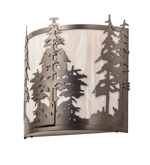 Meyda Lighting Tall Pines 13" 2-Light Oil Rubbed Bronze Wall Sconce With Beige Shade