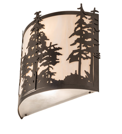 Meyda Lighting Tall Pines 13" 2-Light Oil Rubbed Bronze Wall Sconce With Beige Shade