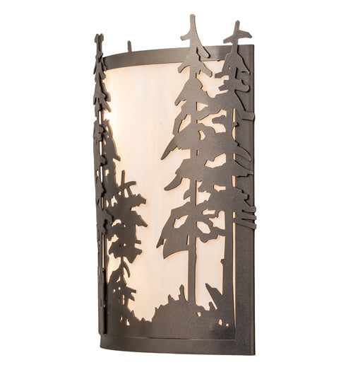 Meyda Lighting Tall Pines 13" 2-Light Oil Rubbed Bronze Wall Sconce With Beige Shade