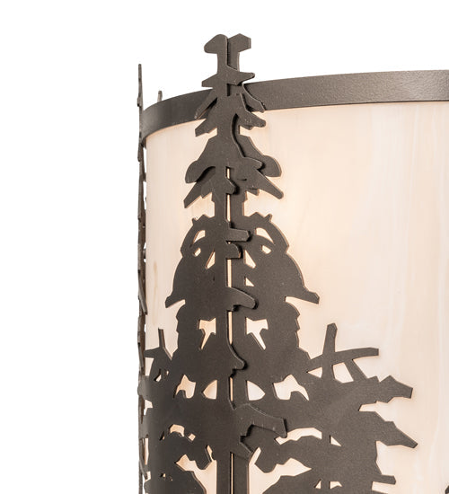 Meyda Lighting Tall Pines 13" 2-Light Oil Rubbed Bronze Wall Sconce With Beige Shade