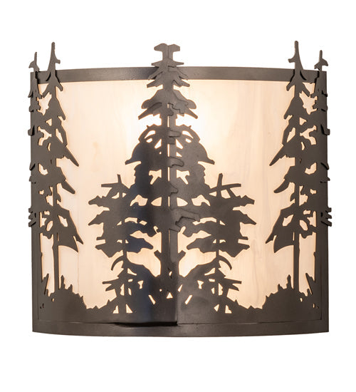 Meyda Lighting Tall Pines 13" 2-Light Oil Rubbed Bronze Wall Sconce With Beige Shade