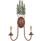 Meyda Lighting Tall Pines 13" 2-Light Rust & Green Trees Wall Sconce With Amber Faux Candlelight