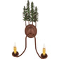 Meyda Lighting Tall Pines 13" 2-Light Rust & Green Trees Wall Sconce With Amber Faux Candlelight